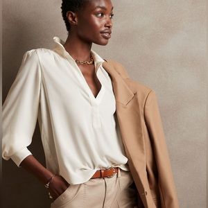 NWT Banana Republic Collared Deep V Blouse